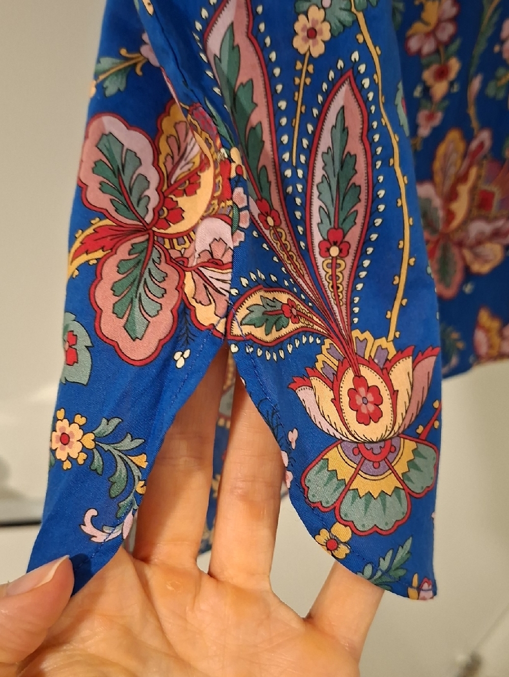 J. Crew x Liberty Fabrics Blue Paisley Sleeveless Ruffle-neck Blouse (US 2/XS) - Picture 6 of 7